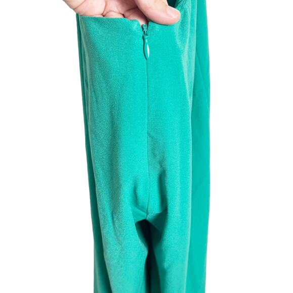 Halston Heritage Green Cutout Wide Leg Jumpsuit Size 0 - Picture 7 of 8